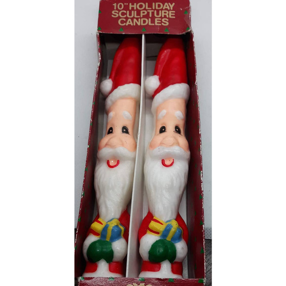 VTG Simon Candles 10 Inch Holiday Sculpted Santa Candles - Picture 1 of 4